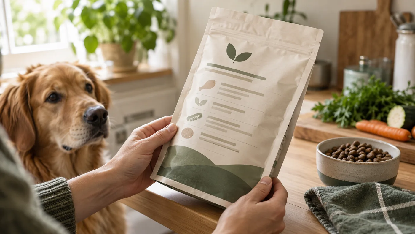 Redaktionelle Illustration: Zutatenlisten auf Hundefutter richtig lesen