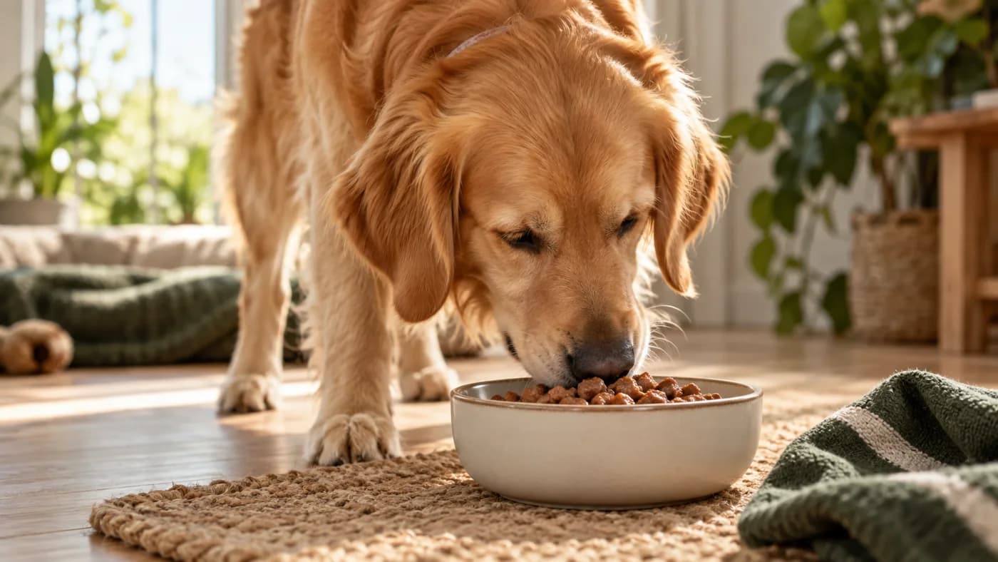 Redaktionelle Illustration: Halbfeuchtes Hundefutter einordnen